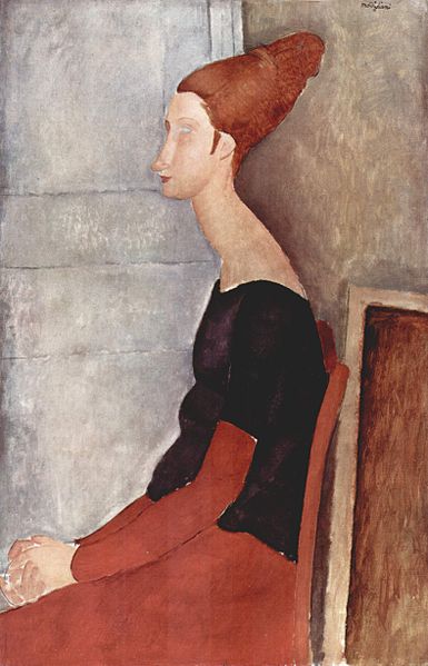 Amedeo Modigliani Portrat der Jeanne Hebuterne in dunkler Kleidung